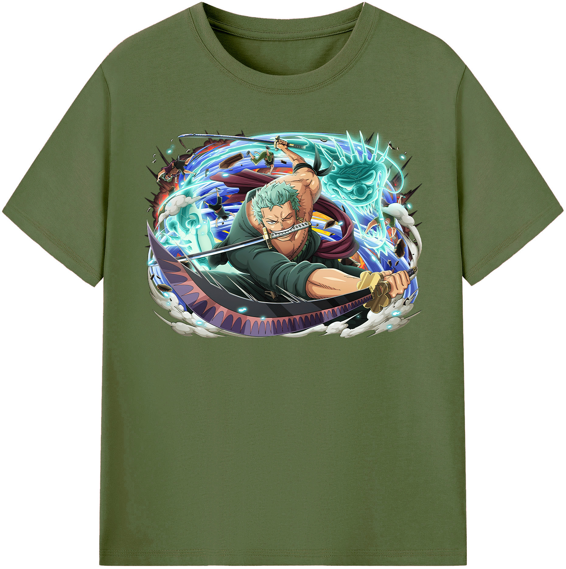 ワンピース ロロノア・ゾロ ONE PIECE Roronoa Zoro 綿100％半袖Tシャツ（フロントプリント）